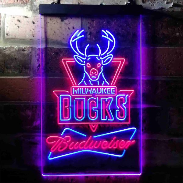 Milwaukee Bucks Budweiser Neon Dual LED Sign